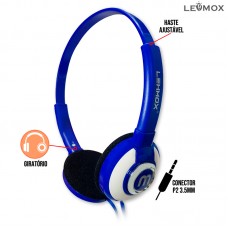 Fone de Ouvido Headphone P2 Estéreo Giratório Ajustável Drivers 30mm LEF-1028 Lehmox - Azul